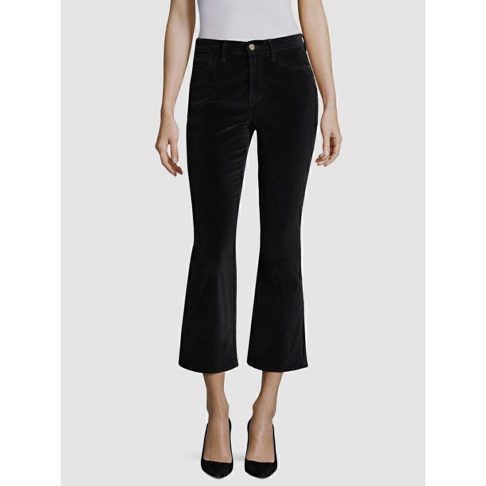 FRAME Le Crop Mini Boot Velvet Pants Womens 24 Black High-Rise Trousers